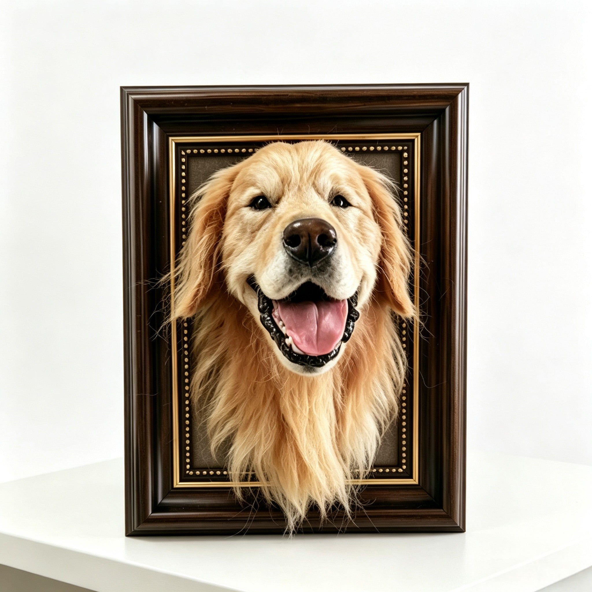 Custom Handmade Wool Felt Pet Portrait 5 Inch Desktop Photo Frame
