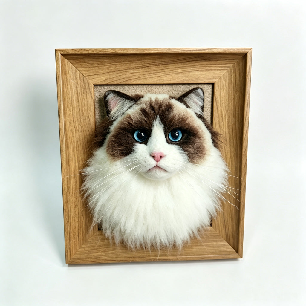 Custom Handmade Wool Felt Pet Portrait 5 Inch Desktop Photo Frame