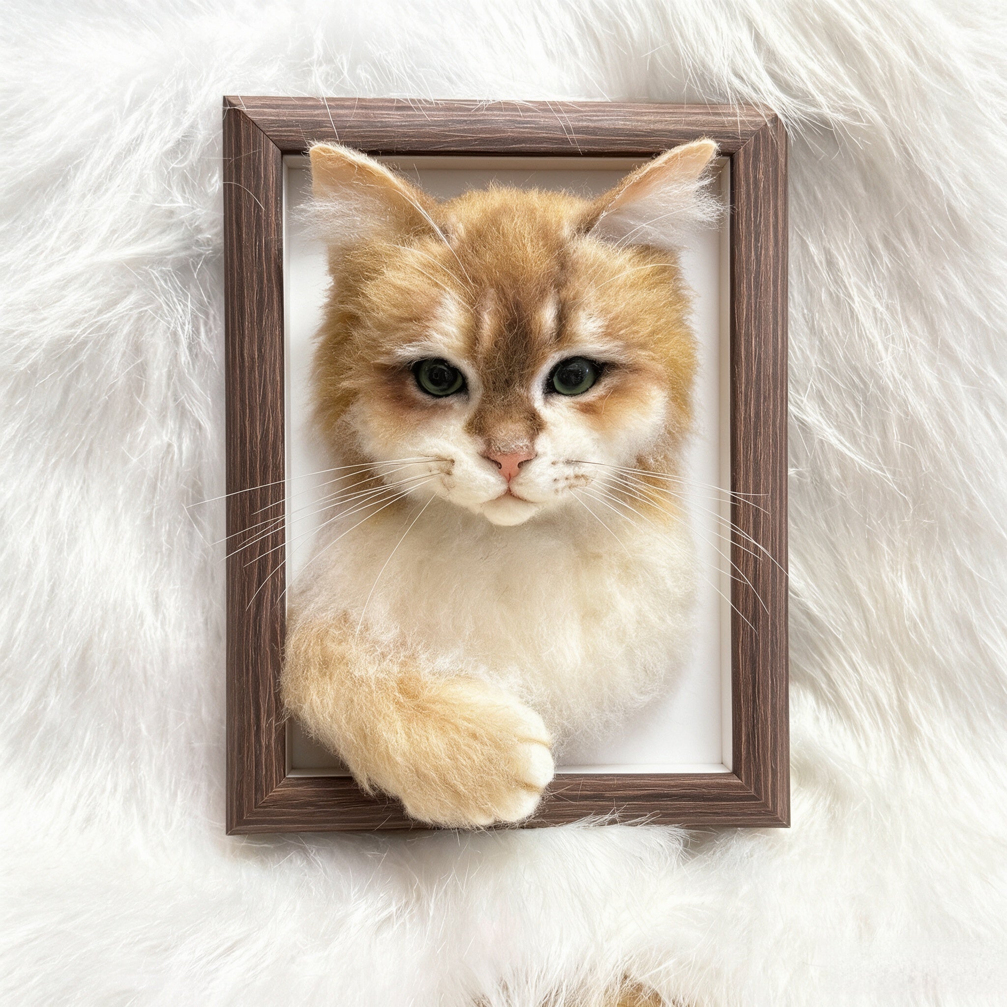 Custom Handmade Wool Felt Pet Portrait | 6 Inch Paw Decor Desktop Photo Frame