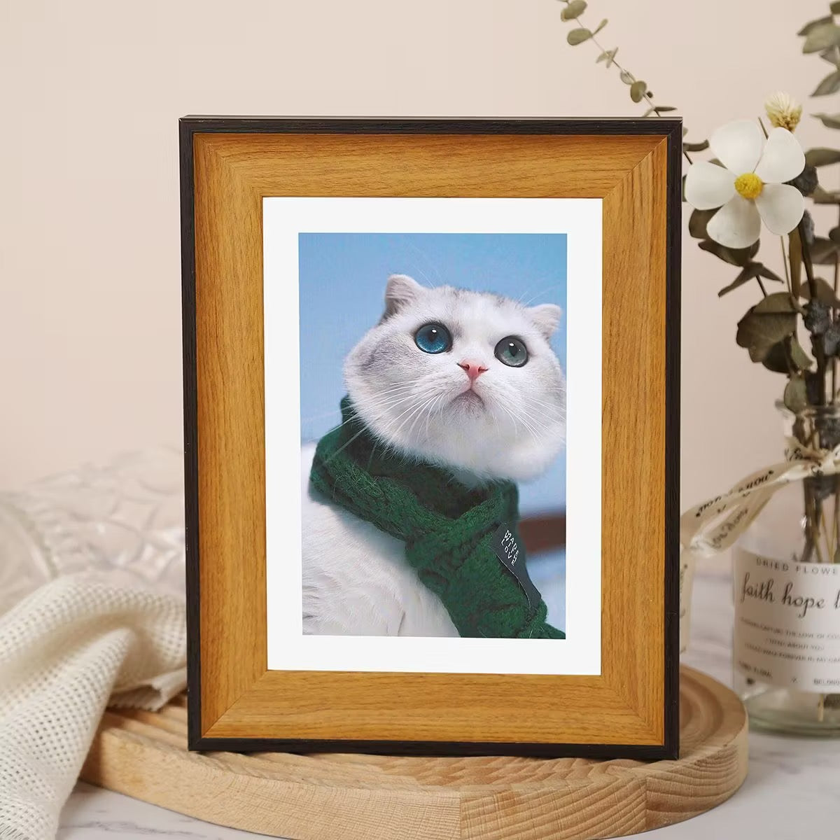 Custom Handmade Wool Felt Pet Portrait 5 Inch Desktop Photo Frame
