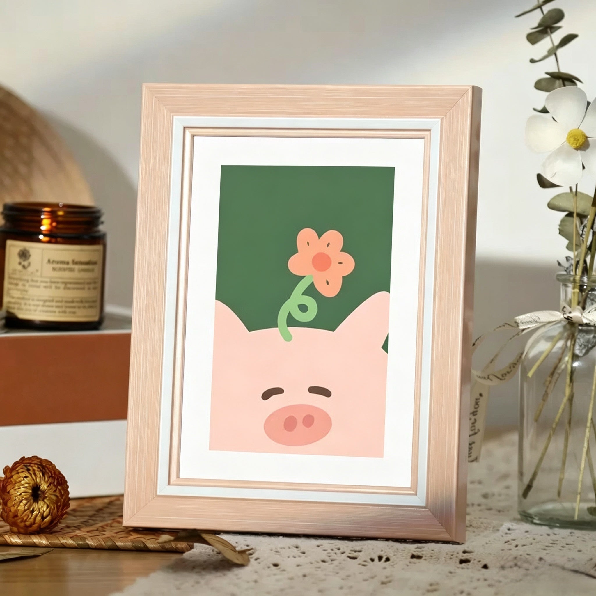 Custom Handmade Wool Felt Pet Portrait 5 Inch Desktop Photo Frame