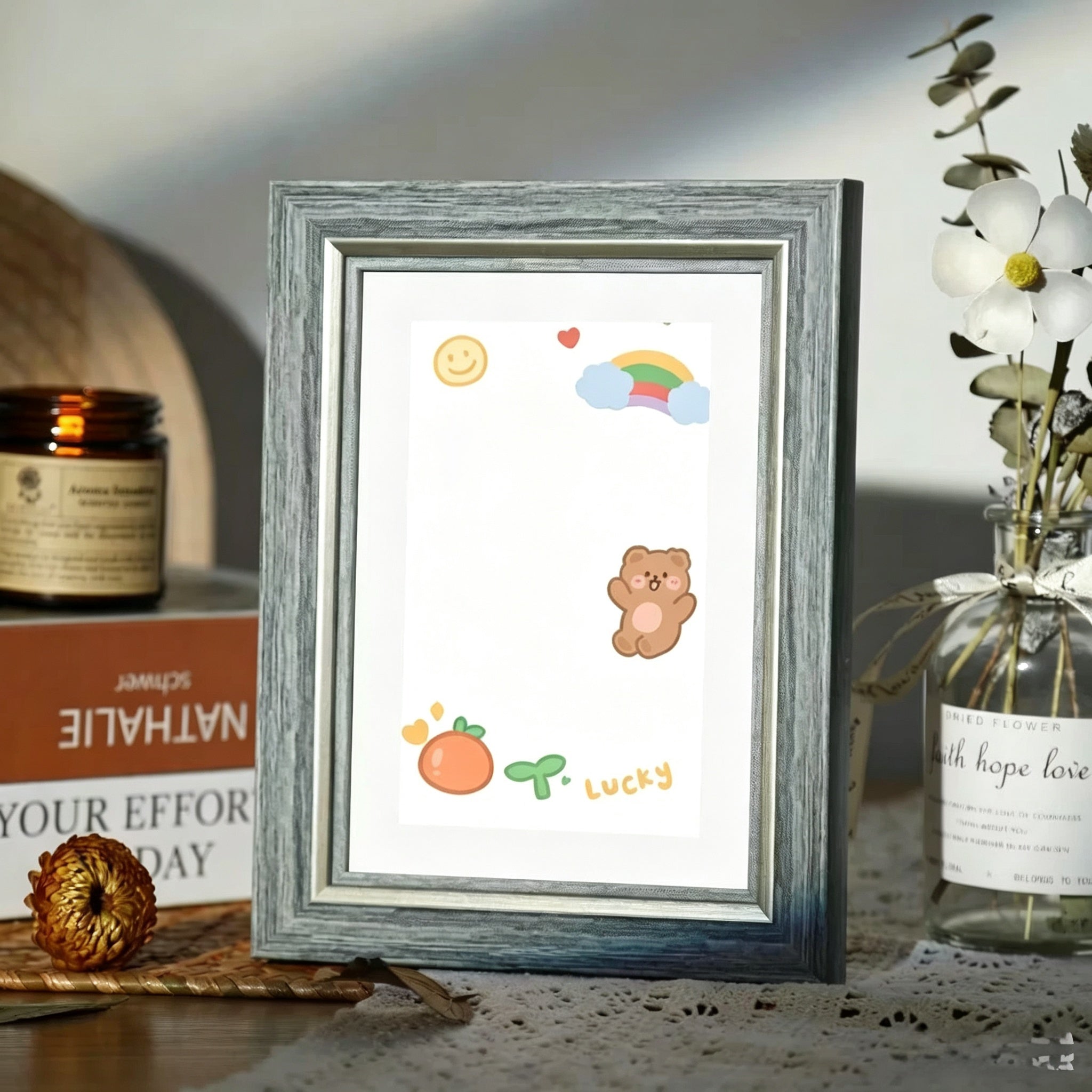 Custom Handmade Wool Felt Pet Portrait | 6 Inch Paw Decor Desktop Photo Frame